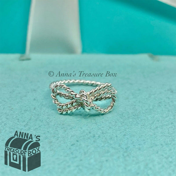 Tiffany & Co. 925 Silver Inverted Twist Bow Ring Sz. 5 (box)