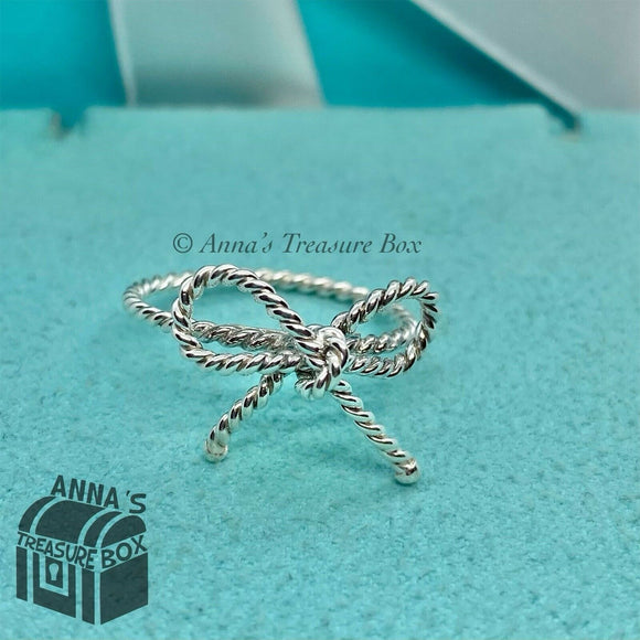Tiffany & Co. 925 Silver Twist Bow Ribbon Ring Sz. 6(pouch)