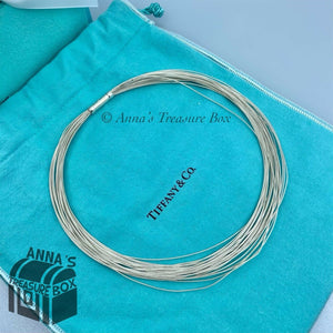 Tiffany & Co. 925 Silver Multi Wire 16” Choker Necklace + Receipt (pouch)
