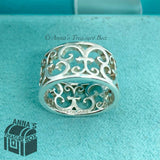 Tiffany & Co. 925 Silver Enchant Scroll Ring Band Sz. 4.5 (pouch)