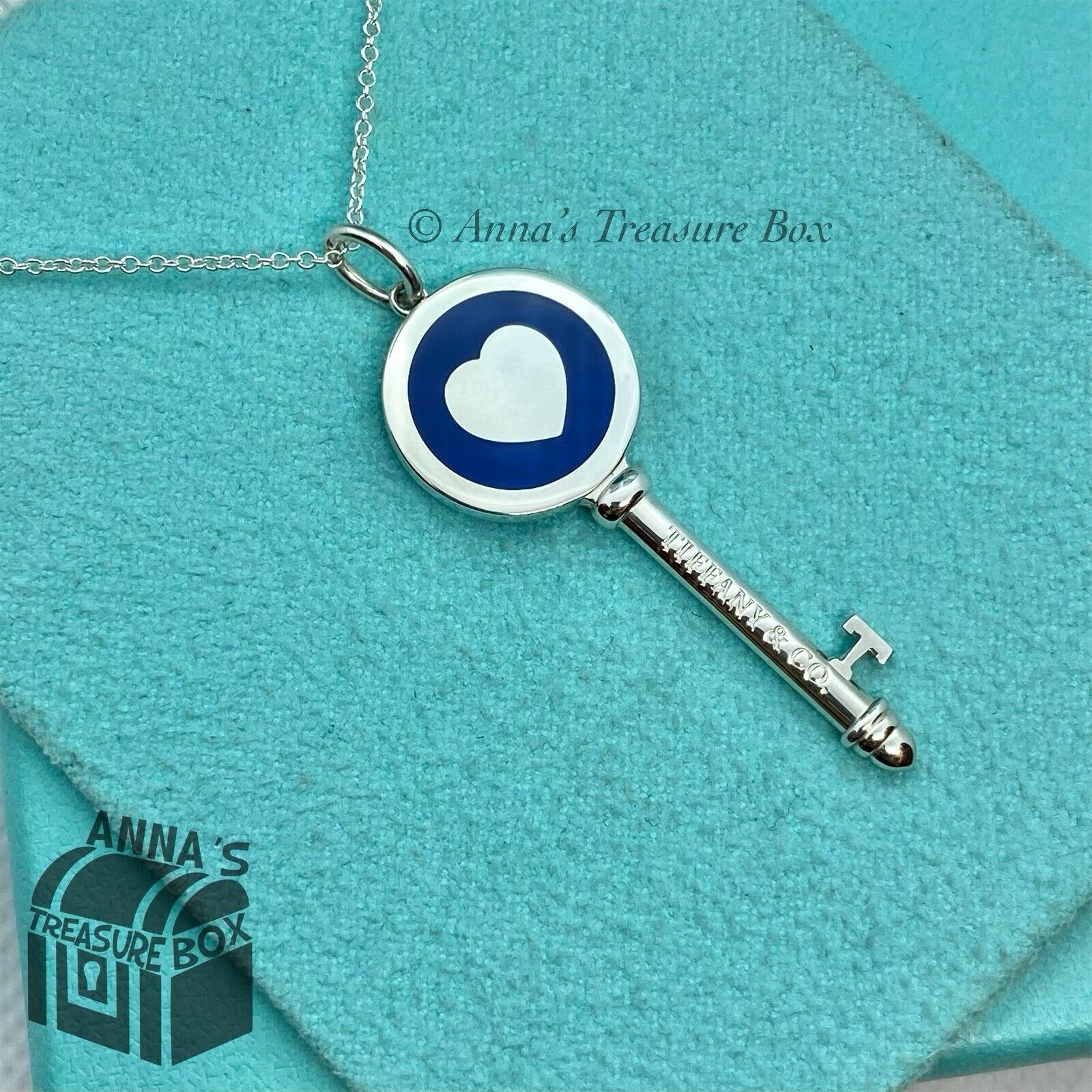 Tiffany & Co outlets Heart Blue Key Pendant NEW PICS