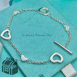 Tiffany & Co. Heart Lariat Toggle 7” Bracelet (pouch)