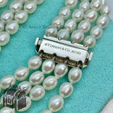 Tiffany & Co. 925 Silver Ziegfeld 4 Row Pearl Black Onyx 7.75” Bracelet (Box)