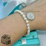 Tiffany & Co. 925 Silver Pearl Interlocking Clasp 8.5” Bracelet (pouch)