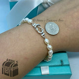 Tiffany & Co. 925 Silver Pearl Interlocking Clasp 8.5” Bracelet (pouch)