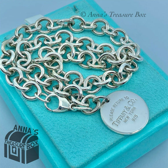 Tiffany & Co. 925 Silver RTT Round Tag 18” Necklace + Receipt 