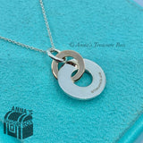 Tiffany & Co 925 Silver & Rubedo Interlocking Drop Circle Necklace (Box, Pouch)