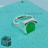 Tiffany & Co. 925 Silver Green Square Jade Splash Ring Sz. 5.25 (pouch)