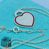 Tiffany & Co. 925 Silver Medium Red Rim Edge RTT Heart 16" Necklace (pouch)