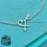 Tiffany & Co. 925 Silver Graffiti Loving Heart Arrow 7" Bracelet (pouch)