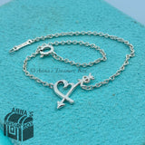 Tiffany & Co. 925 Silver Graffiti Loving Heart Arrow 7" Bracelet (pouch)