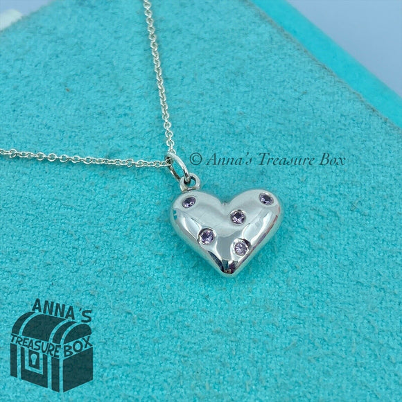 Tiffany & Co. 925 Silver 5 Five Pink Sapphire Etoile Heart 18