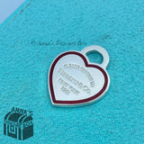 Tiffany & Co. 925 Silver MEDIUM Red Outline RTT Heart Charm Pendant (pouch)