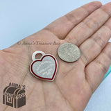 Tiffany & Co. 925 Silver MEDIUM Red Outline RTT Heart Charm Pendant (pouch)