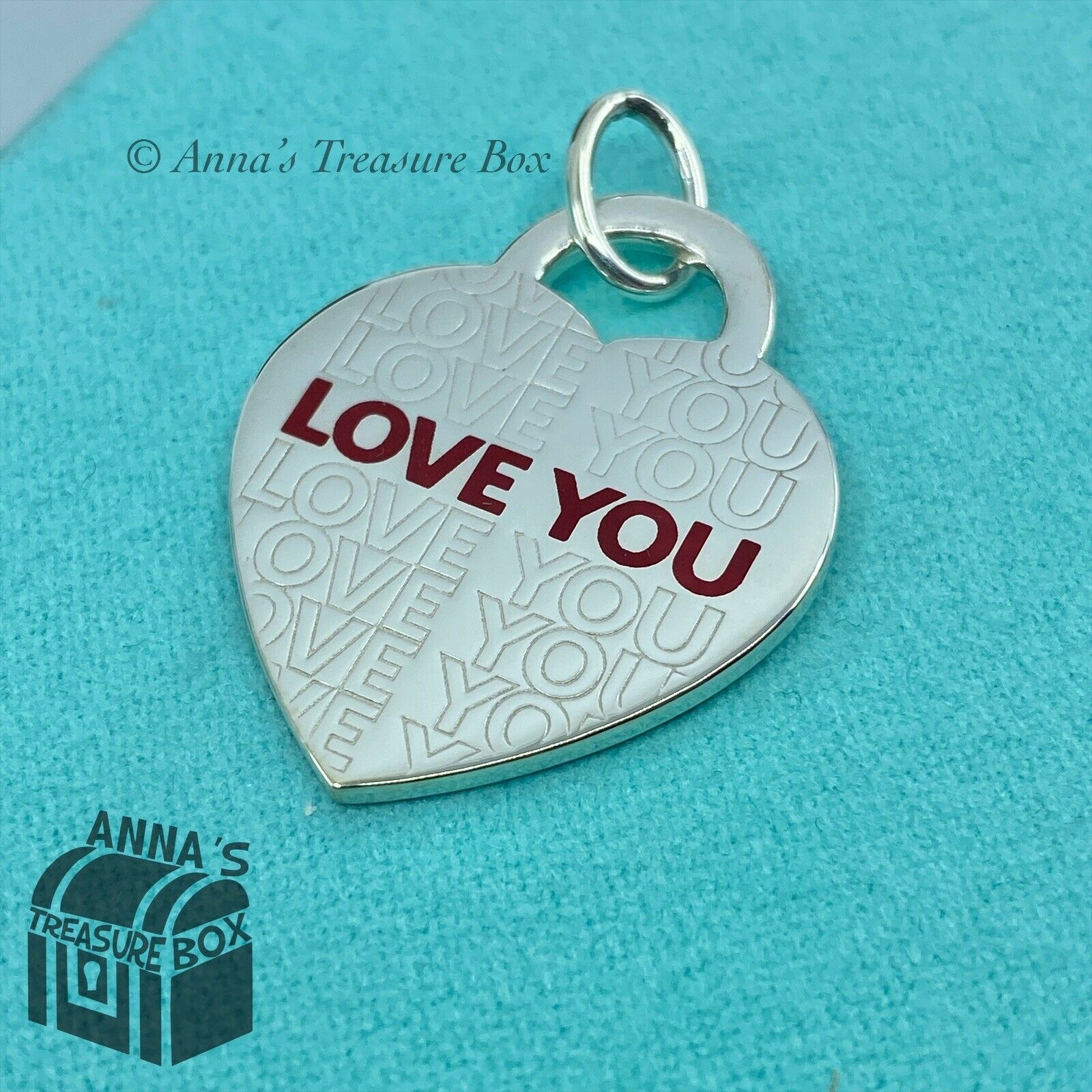 TIFFANY アイラブユー ペンダント Tiffany & Co. 925 Silver LARGE Red LOVE YOU Heart Charm Pendant