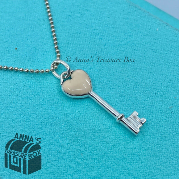 Tiffany & Co. 925 Silver Pink Enamel Heart Key 16