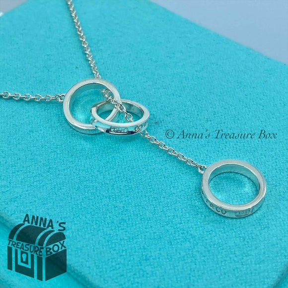 Tiffany & Co. 925 Silver Interlocking Circles1837 Lariat 16-18