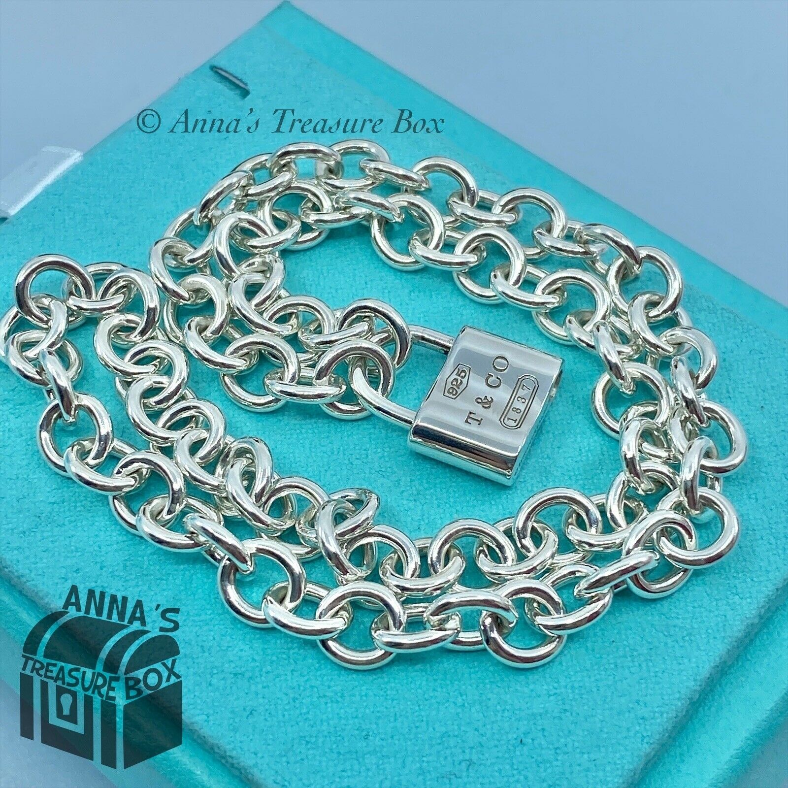Tiffany & Co. 925 Silver 1837 Padlock Rolo Large Chain Link 16
