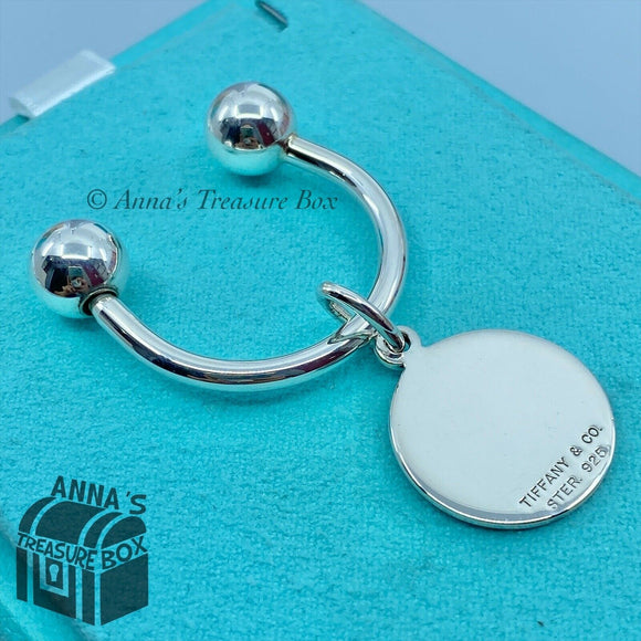 Tiffany & Co. 925 Silver Round Tag Horseshoe Key Ring (pouch)