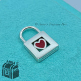 Tiffany & Co. 925 Silver Red Enamel Heart Adjustable Padlock Charm (pouch)