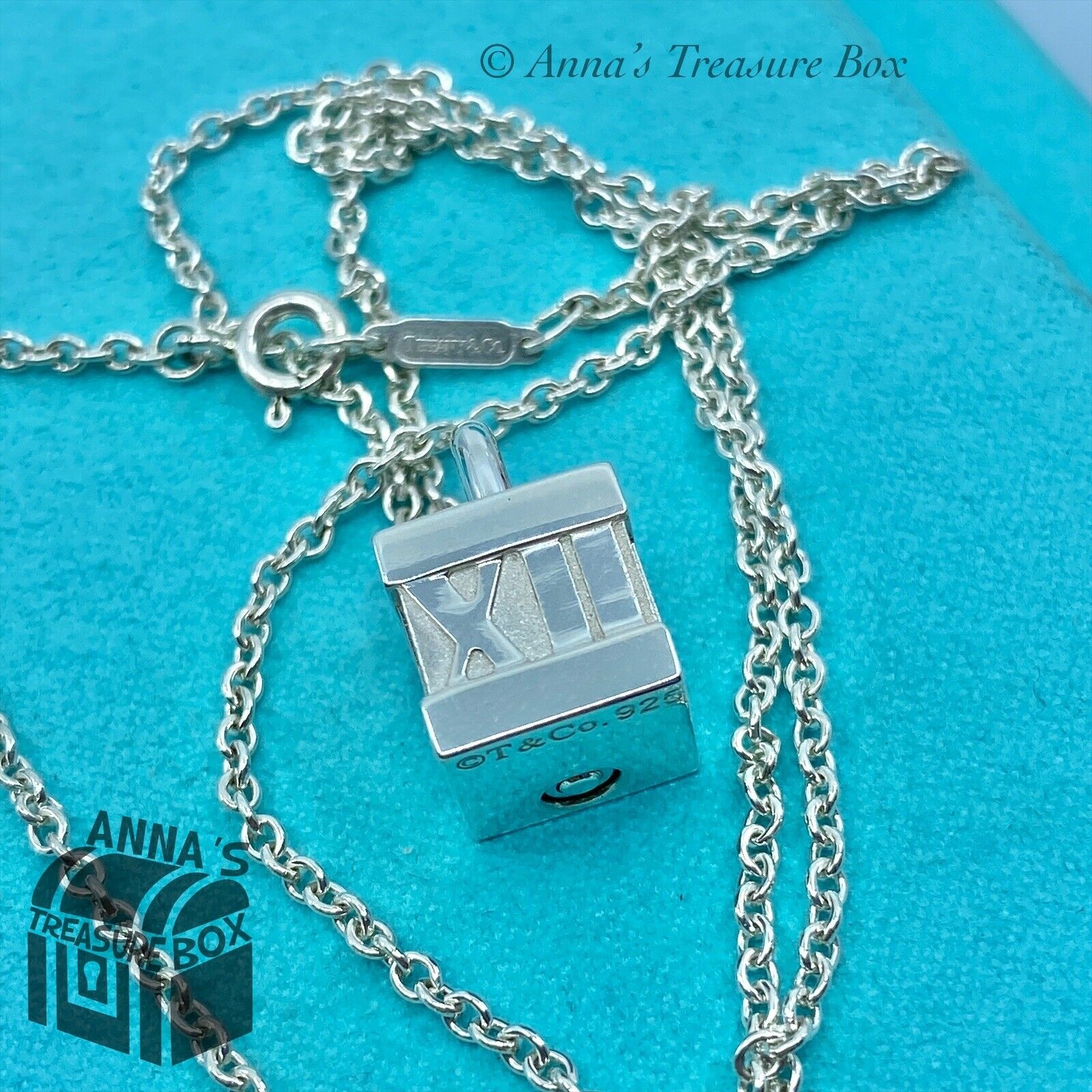 Tiffany & Co. 925 Silver Atlas Cube Padlock Charm 20 Necklace (pouch) –  Anna's Treasure Box LLC