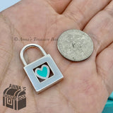 Tiffany & Co. 925 Silver Blue Enamel Heart Adjustable Padlock Charm (pouch)