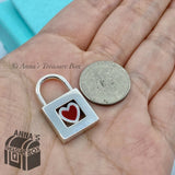 Tiffany & Co. 925 Silver Red Enamel Heart Adjustable Padlock Charm (pouch)