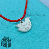 Tiffany & Co. 925 Silver Lovey Dove with 16" Red Silk Necklace (box,pch,ribbon)