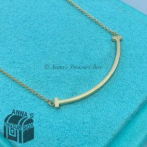 Tiffany & Co. 18K Yellow Gold SMALL Smile 16 - 18" Adjustable Necklace (box set)