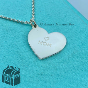 Tiffany & Co. 925 Silver MOM Heart Tag Charm 20" Necklace (box, pouch, ribbon)