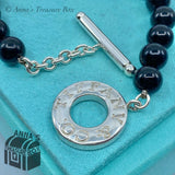 Tiffany & Co. 925 Silver Black Onyx Beaded 6.75" Toggle Bracelet (pouch)