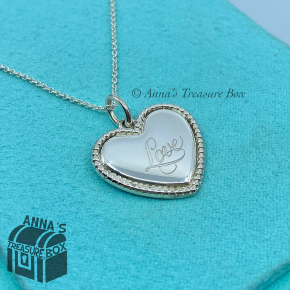 Tiffany & Co. 925 Silver LOVE Heart Beaded Pendant 16