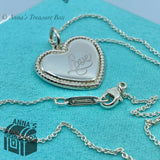 Tiffany & Co. 925 Silver LOVE Heart Beaded Pendant 16" Necklace (Box, Pch, Rbn)
