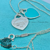 Tiffany & Co. 925 Silver Blue SMALL RTT Hearts 16 -18" Necklace (bx, pouch, rbbn