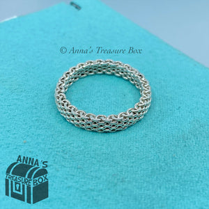 Tiffany & Co. 925 Silver Solid Thin Narrow Somerset Mesh Ring Sz. 7.5 (pouch)