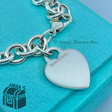 Tiffany & Co. 925 Silver Blank Heart Tag 7" Bracelet (pouch)