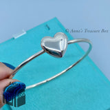 Tiffany & Co. 925 Silver Puff Puffy Heart 6.5" Bracelet Bangle (pouch)