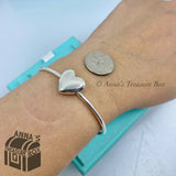 Tiffany & Co. 925 Silver Puff Puffy Heart 6.5" Bracelet Bangle (pouch)