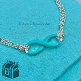 Tiffany & Co. 925 Silver Blue Enamel Infinity 8" Bracelet (pouch)
