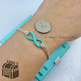 Tiffany & Co. 925 Silver Blue Enamel Infinity 8" Bracelet (pouch)