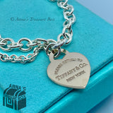 Tiffany & Co. 925 Silver Rubedo RTT Heart Tag Double Chain 7" Bracelet (Box,pch)