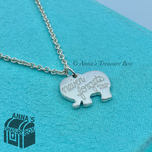 Tiffany & Co. 925 Silver Elephant Never Forgets 18" Necklace (pouch)