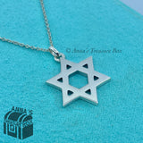 Tiffany & Co. 925 Silver 15mm Star Of David Pendant Charm18" Necklace (pouch)