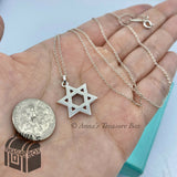 Tiffany & Co. 925 Silver 15mm Star Of David Pendant Charm18" Necklace (pouch)