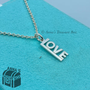 Tiffany & Co. 925 Silver LOVE Letter Charm Pendant 18" Necklace (pouch)