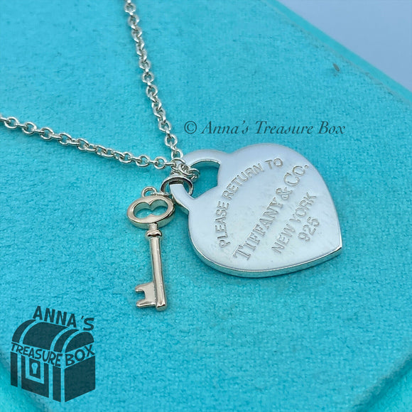 Tiffany & Co. 925 Silver RTT Heart Tag Rubedo Metal Key Charm 18