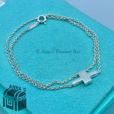 Tiffany & Co. 925 Silver Two T Double Chain Wrap 6" Bracelet (pouch)