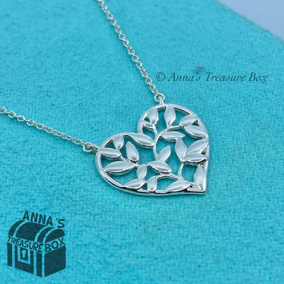 Tiffany & Co. 925 Silver Paloma Picasso Olive Leaf Heart 18