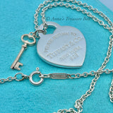 Tiffany & Co. 925 Silver RTT Heart Tag Rubedo Metal Key Charm 18" Necklace (pch)