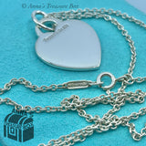 Tiffany & Co. 925 Silver Blank Heart Tag 18" Necklace (pouch)